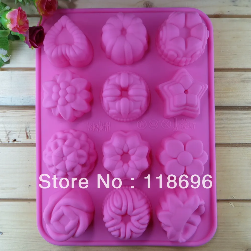 

Free shipping flower(12pcs/lot) chocolate silicon mold Cake decoration mold