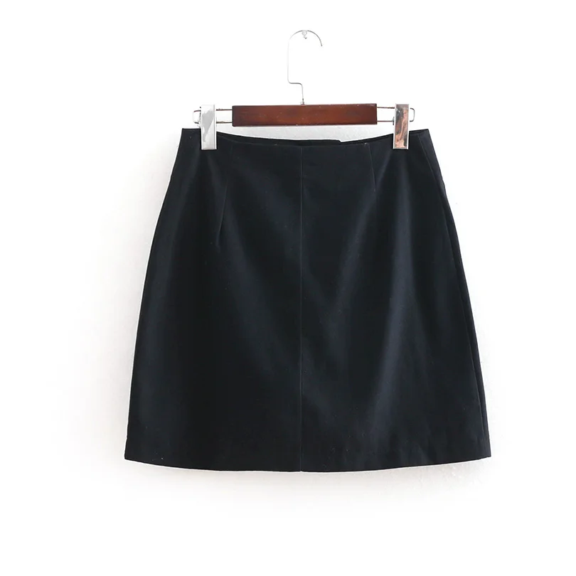 

Arvinxia ZA Casual Split Solid Woman Mini Skirts Sexy Double Breasted High Waist Lady Bottoms New Slim Office Lady Short Skirts