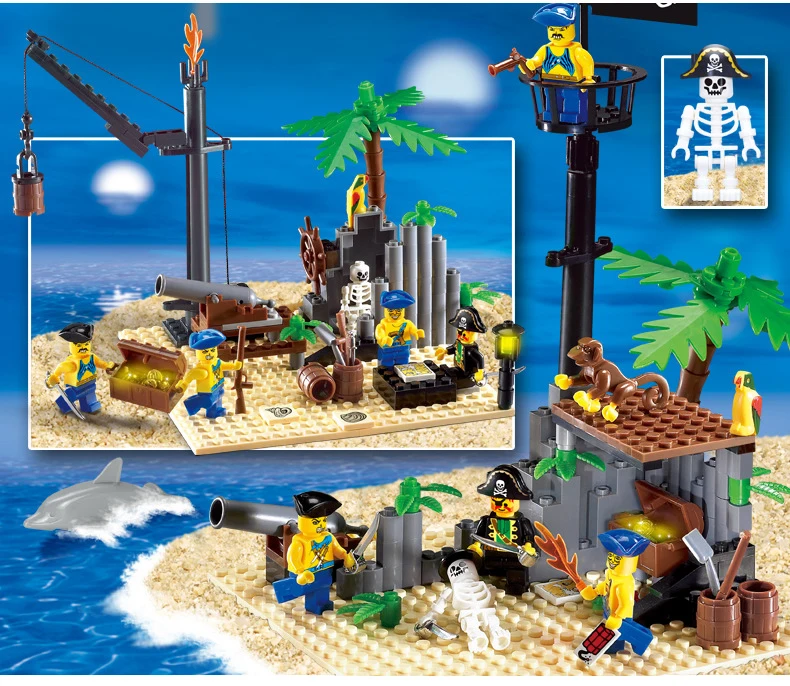 Enlighten Legoing Pirates of the Caribbean Scrap Dock Ship Building Blocks Castle DIY Fingure Bricks educational Toys Gifts