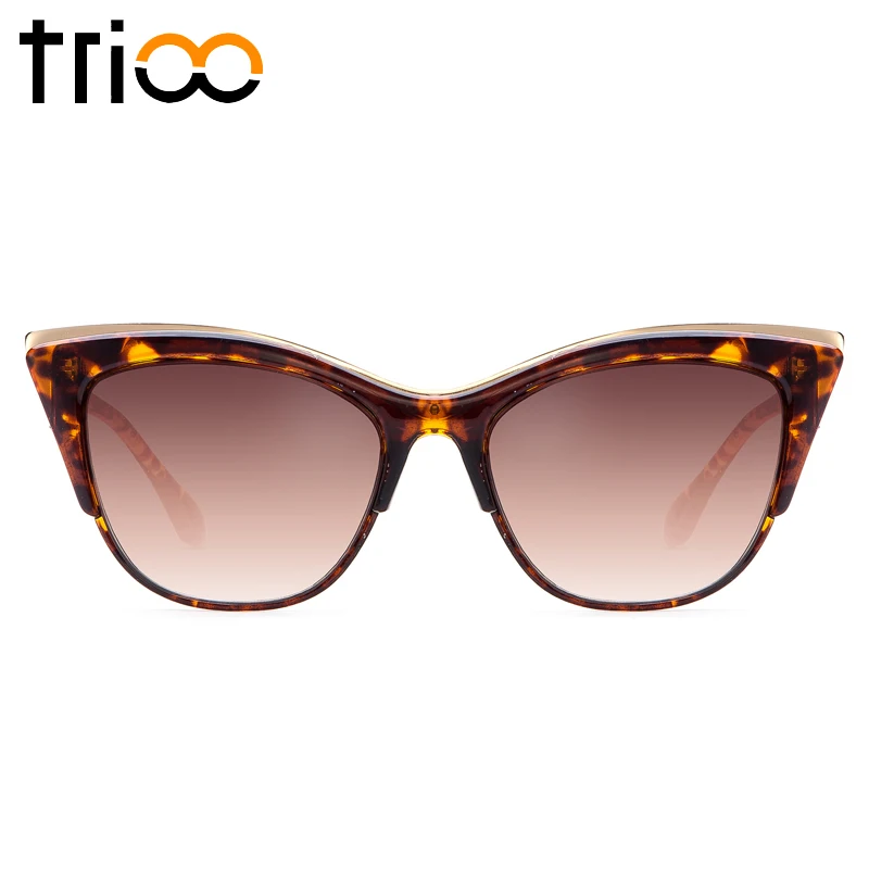 

TRIOO Cat Eye Tortoiseshell Women Sunglasses Semi-Rimless Female Shades Summer UV400 Protection Sun Glasses For Women Oculos