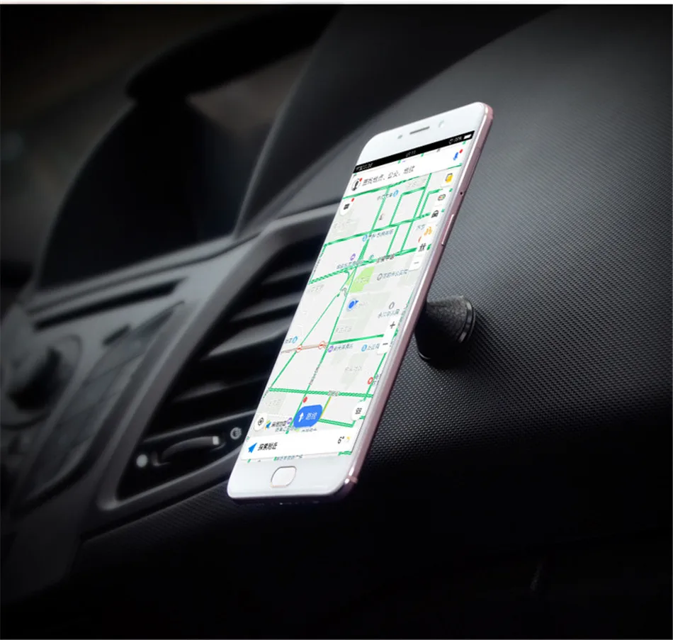 Universal Glowing Magnetic Car Phone Holder 360 Rotation GPS Leather Mini Mobile Phone Car Holder Stand For iphone X Samsung S9 (13)