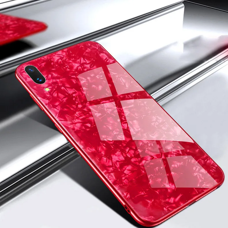 Чехлы с закаленным стеклом для Vivo NEX S A X21 X20 Plus X21i X9 X9s X7 Y85 Y79 Y75 чехол из ТПУ с покрытием - Цвет: Red