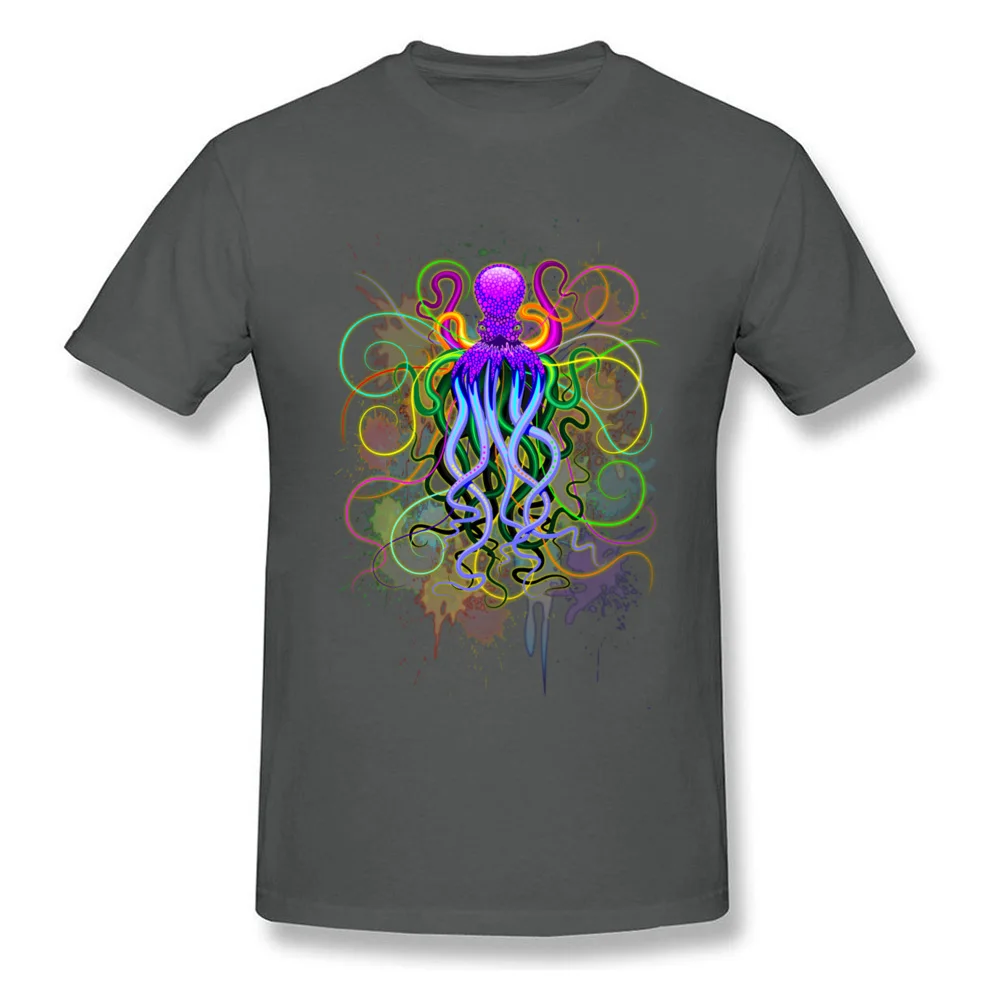 Octopus Psychedelic Luminescence New Design Short Sleeve Funny T Shirt 100% Cotton Crewneck Men's Tops Shirts Tee-Shirts Summer Octopus Psychedelic Luminescence carbon