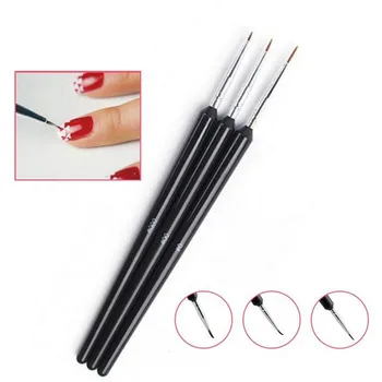 

3pcs/set Nail Art Liner Drawing Dotting Painting UV Gel Brush Black Handle 0#/00#/000# Manicure Nail liner Brush Pen Tools NB-02