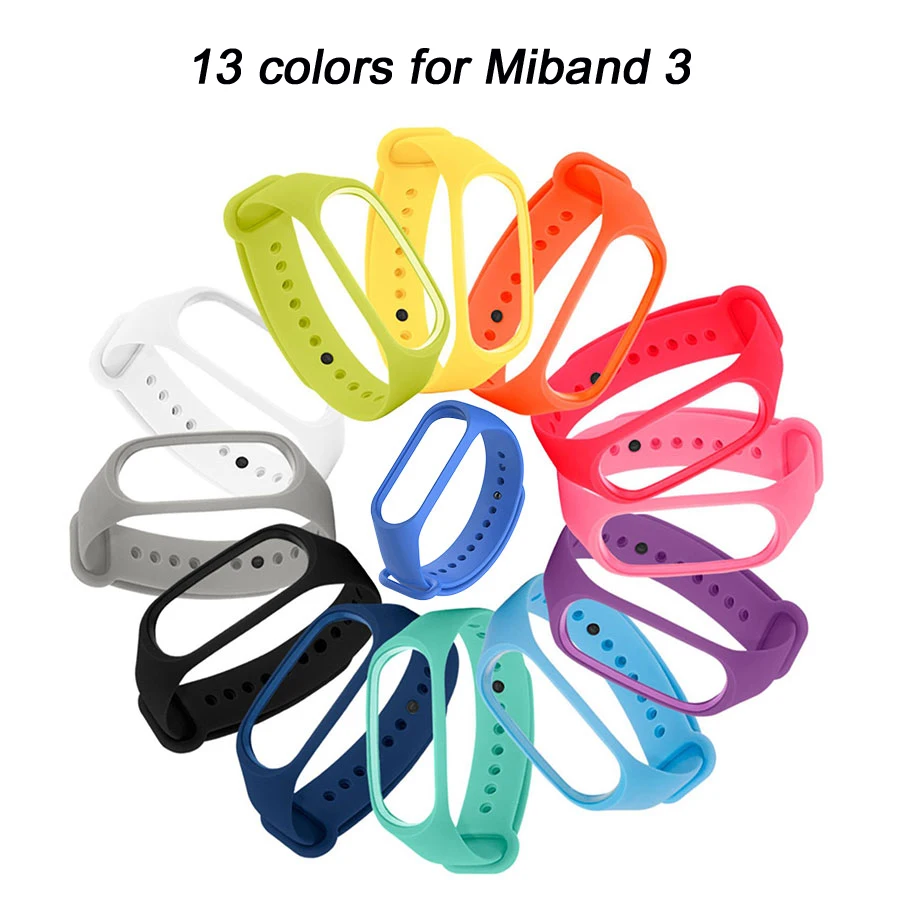 Цветные силиконовые ремешки из ТПУ Для Xiaomi Miband 3 сменные для смарт браслета Mi Band
