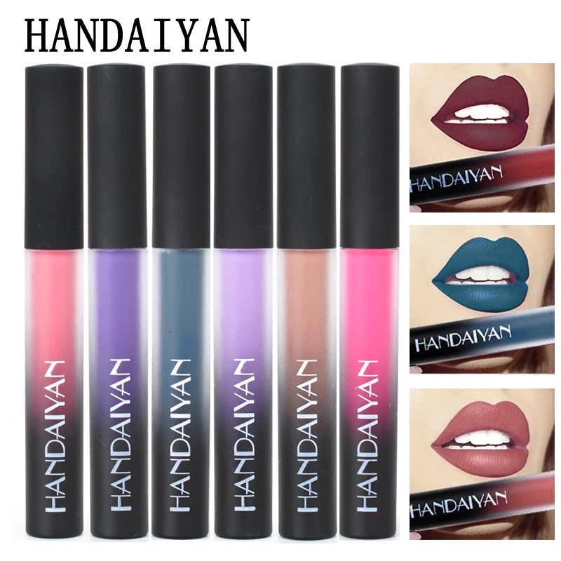

HANDAIYAN Professional Makeup Velvet Nude Lip gloss Waterproof Liquid Matte Lipstick Long lasting Black Lipstick Set Cosmetics