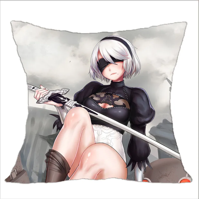 

New Game NieR Automata Decorative pillow case pillow Cover 45*45cm 3D pattern YoRHa 2B 2A 9S Pillowcase Anime solf pillowcase
