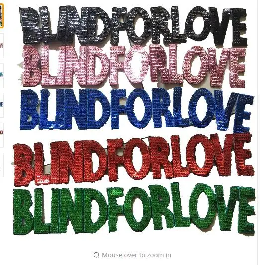 

DZ 1pc"HOLLYWOOD" "LOVED" patches for clothing Strips Sequined Patch Applique Iron on/Sew on decoration fashion Letter Patch DIY
