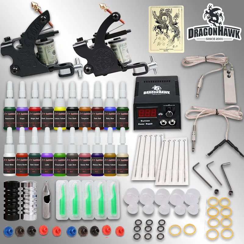 professional tattoo kit 2 guns machines 20 ink sets power professional tattoo kit 2 guns machines 20 ink sets power
