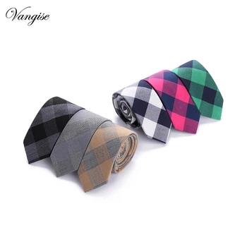 

European style Red Crimson Gray Green Yellow Blue Checked Plaid striped Mens Ties Neckties Cotton men suit accessories gift men