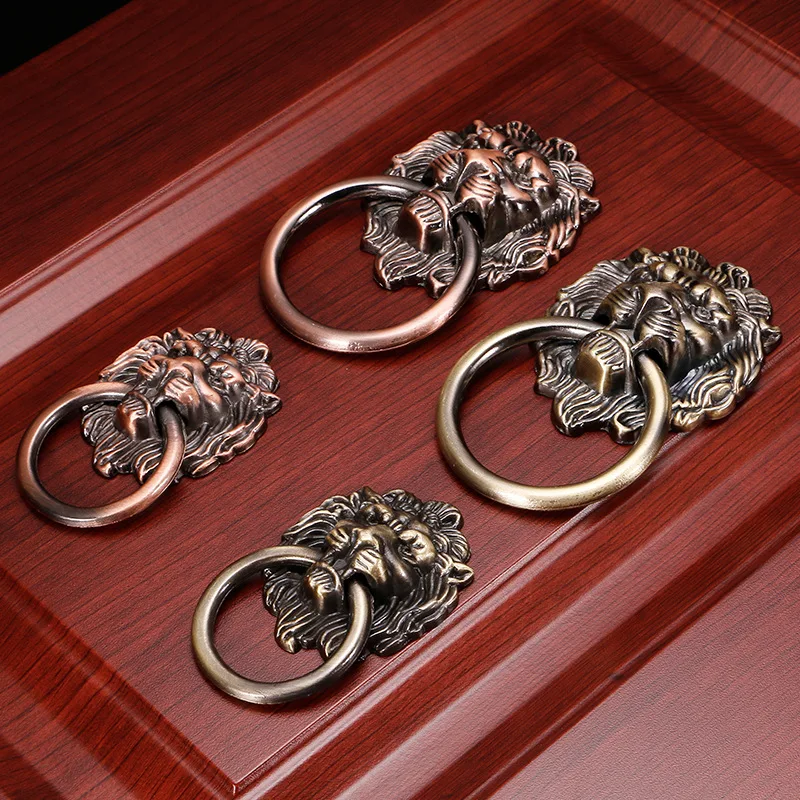 Vintage Bronze Metal Lion Head Furniture Door Cabinet Dresser Drawer Pull Handle Knob Ring 5