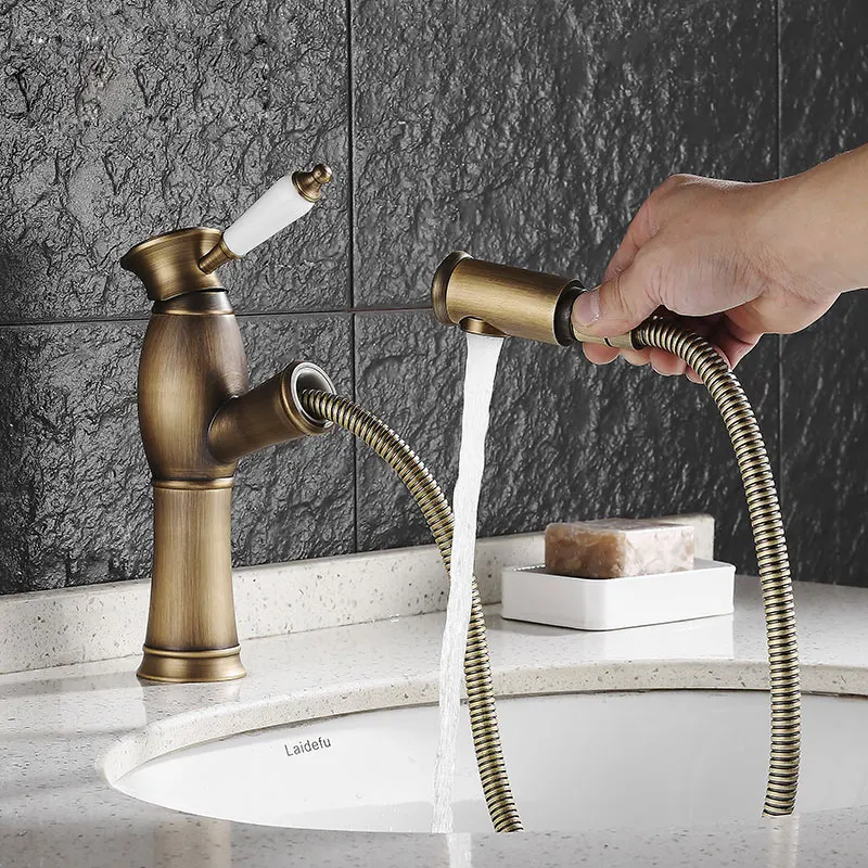 

wholesale European undercounter smoked pull bibcock of archaize of hot and cold Basin faucet