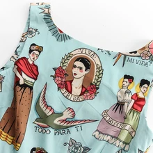vintage 50s Frida Kahlo rockabilly women summer dress 2016 plus size clothing Audrey hepburn Floral robe Retr