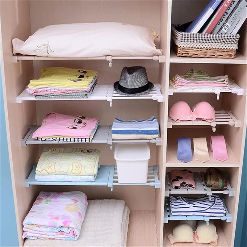 Wardrobe Storage Shelf Cabinet Layered Parion Board Wardrobe Storage Shelf Cabinet Layered Parion Board Nail Free Kitchen Bathroom Telescopic Rack In Holders Racks From Home