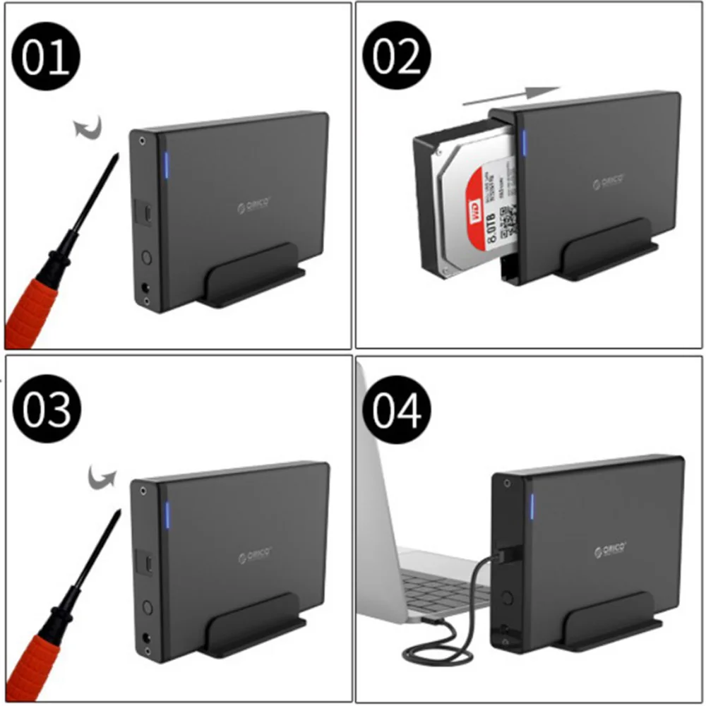  Carcasa de disco duro Universal de 35 pulgadas tipo c externo para ordenador Orico HDD disco duro y