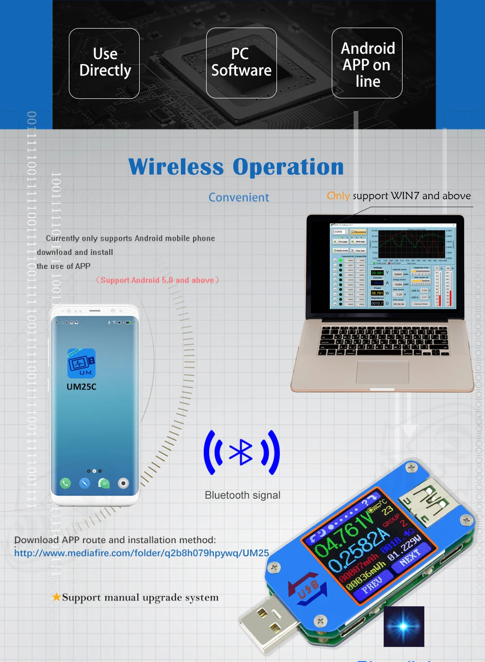 RD UM25 UM25C Для APP USB 2,0 Тип-C ЖК-дисплей Вольтметр Амперметр Напряжение измеритель тока, для батареи зарядки измерения Кабельный тестер сопротивления