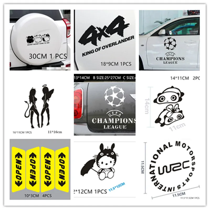 

Funny Vinyl Car Stickers Decal Cat Panda French Racing on car truck rear window bumper Graffiti Car Door Stickers