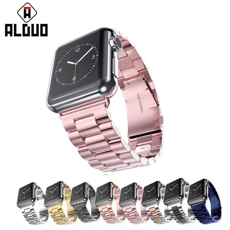 ALANGDUO Нержавеющая сталь ремешок для наручных часов Apple Watch версии 4/3/2/1 Замена