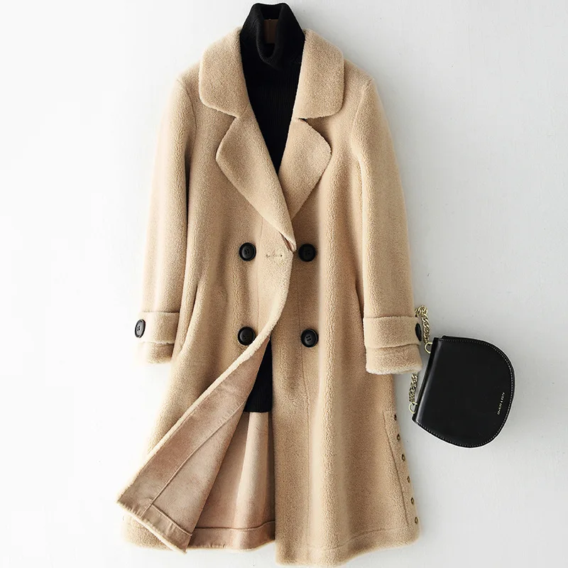Revers Velours Herbe Moutons Veste Petit Des Purple Longue Épais Lâche Chaud 2018 Nouvelles Section En toon Tonte Grain D'hiver Femmes Darl Manteau Le324 Cuir camel Brown XwzWfUqx6