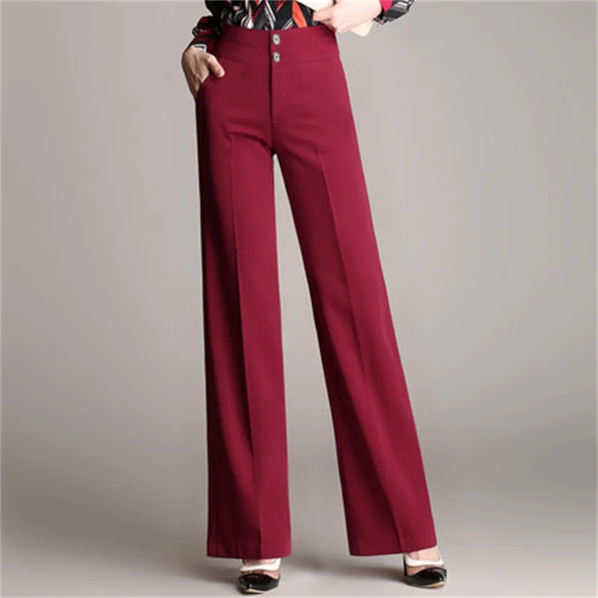 2018 New 4xl Plus Size Wide Leg Pants Women High Waist Ol Work Office Trousers Arrival Gold
