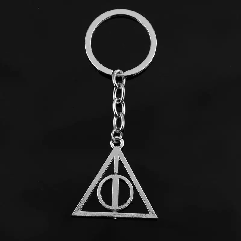 

feimeng jewelry The Deathly Hallows Keychain Silver Color Triangle Metal Car Key Chain For Fans Fashion Key ring Accessories