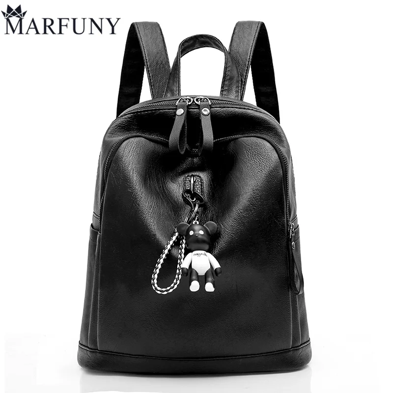 

Fashion Solid Backpacks For Teenage Girls Schoolbag High Quality Pu Leather Backpack Women Casual Daypacks Cute Bear Bag Mochila