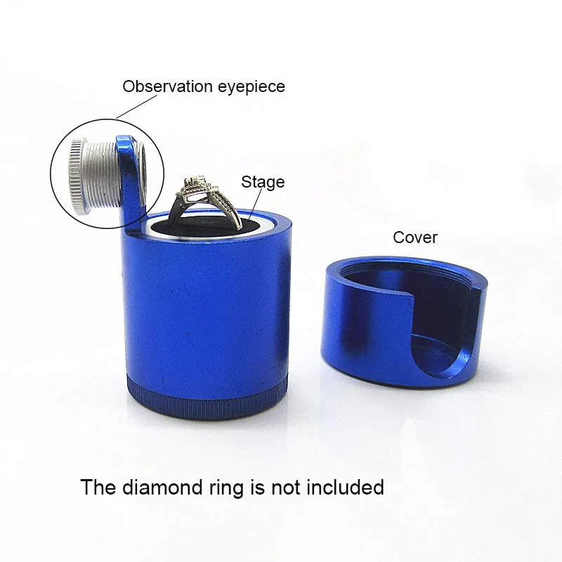 10X MINI Jewelry Waist Prism All Metal Diamond GIA Magnifying Glass Gem Waist Code Identification Observation Tool Purple Blue