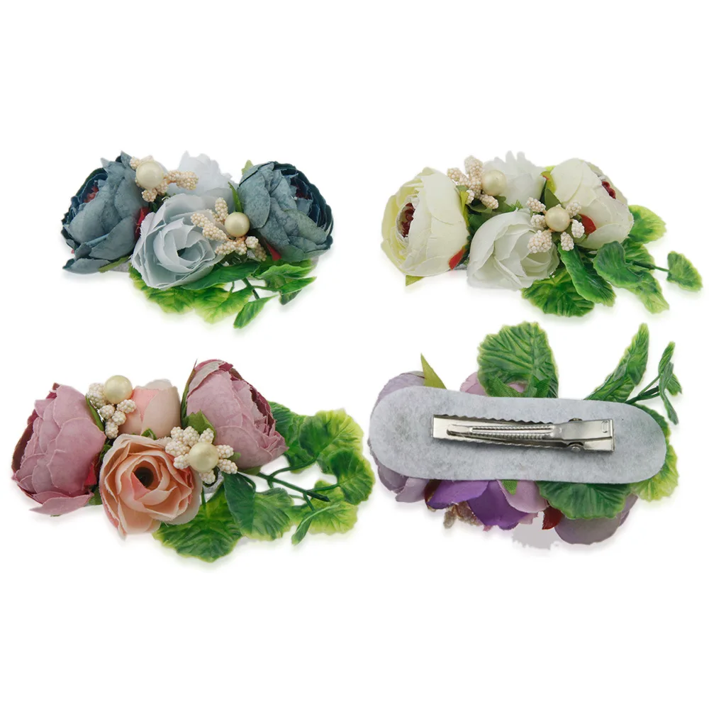 

2017 Fashion simulation FlowersFloral hair clip kids flower hairpin children hair accessories Wedding Bride Beach headwear