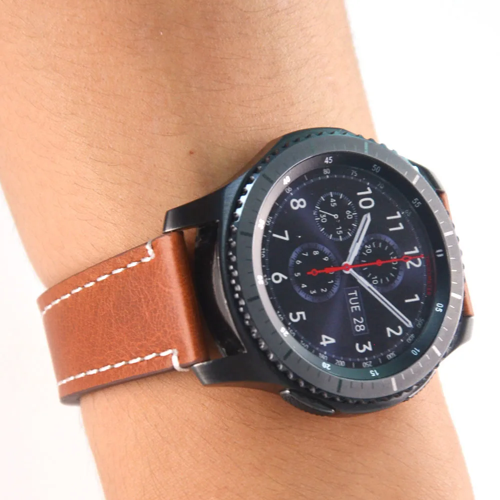 Ремешок 22 мм для Samsung Galaxy Watch 3 45 мм/46 мм/Gear S3 кожаный черный/коричневый браслет Huawei