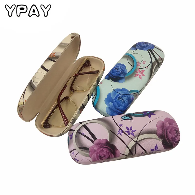 

YPAY 3 Color Metallic Pressure-proof Eyewear Box New Design Print Women PU Leather Glass Case Glasses Storage Cases L858