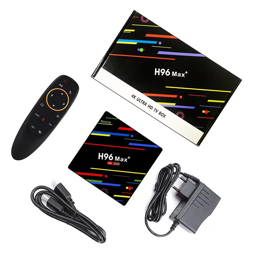 Max+ Android 8.1 Smart TV Box Voice Control RK3328 Quad-Core 64bit Cortex-A53 4GB 32GB Full HD/H.265 Dual WiFi TV Box r25