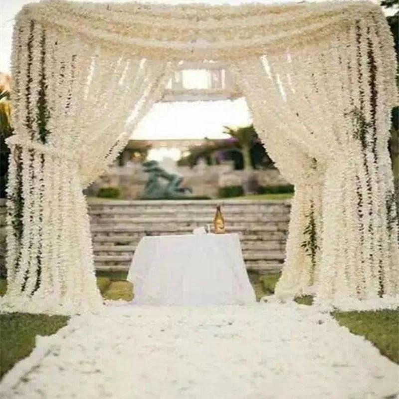 

1.2m simulation hydrangea colorful flower string vine artificial flower rattan for wedding party decoration silk flower wreath