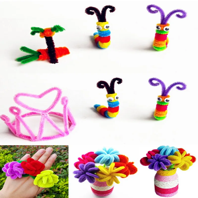 

100PCs DIY Handmade Colored Wool Root Top Twisting Bar Handmade Fluffy Iron Wire Imaginative Plush Play Baby Gift Decorations