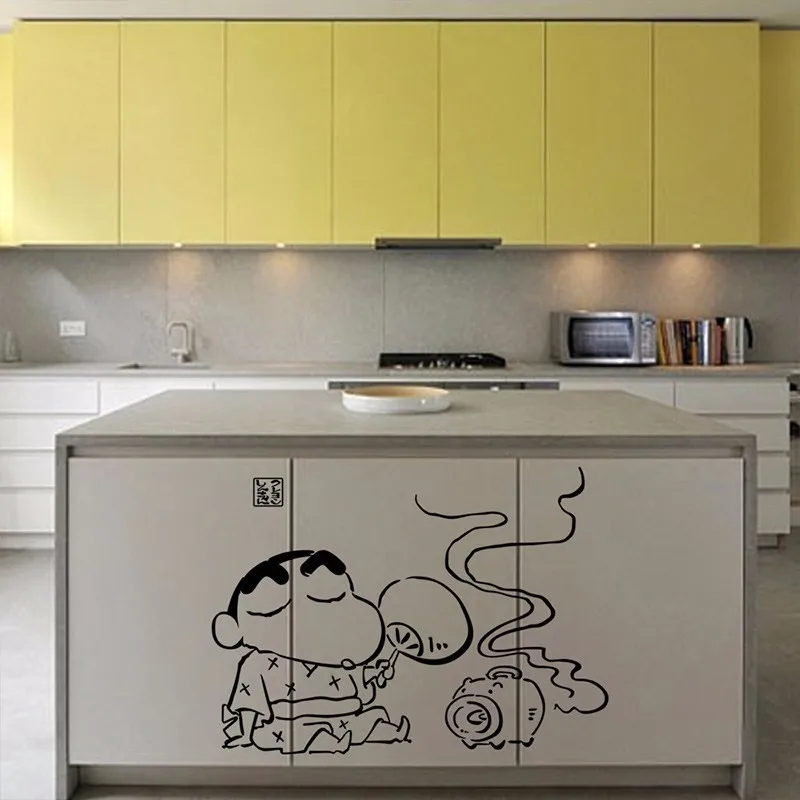 Милый, для домашнего использования, японский с рисунками из мультфильма «курэён Син-тян»; стены Стикеры Декор настенный росписи украшения для кухни