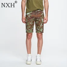 NXH Высококачественная камуфляжная летние шорты для женщин для мужчин повседневное уличная Slim Fit Короткие штаны хлопок по колено плюс размеры Homme