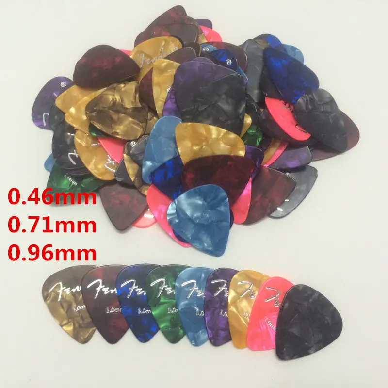 100pcs Celluloid Guitar Picks All Thin Medium Heavy Thickness 0.46mm 0