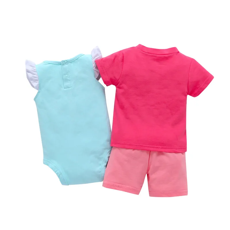 Bebes/мягкий летний Боди, комплект из 3 предметов, короткая футболка+ боди без рукавов+ шорты, летний комплект одежды для младенцев от 6 месяцев до 24 месяцев