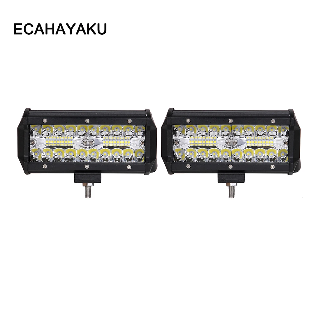 

ECAHAYAKU 2PCS 7 inch 60W LED Work Light Bar for Tractor Boat OffRoad 4WD 4x4 Truck SUV ATV Spot Flood COMBO beam driving lights