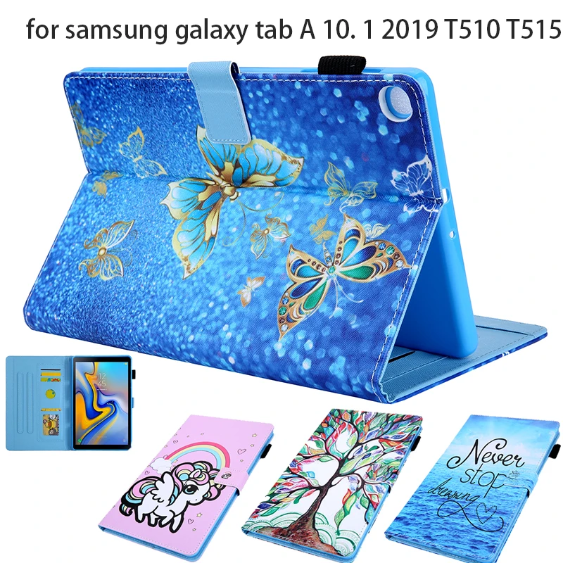 

For Samsung galaxy tab a 10.1 2019 t515 T510 wallet flip stand case coque t510n 10.1" tablet anti-crack cover protector fundas