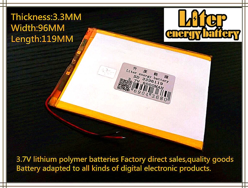 

1pcs 3.7 V 6000mah Large Capacity Ultra-thin Mid Tablet Polymer Lithium Battery Built-in Plate 3396119 35100120