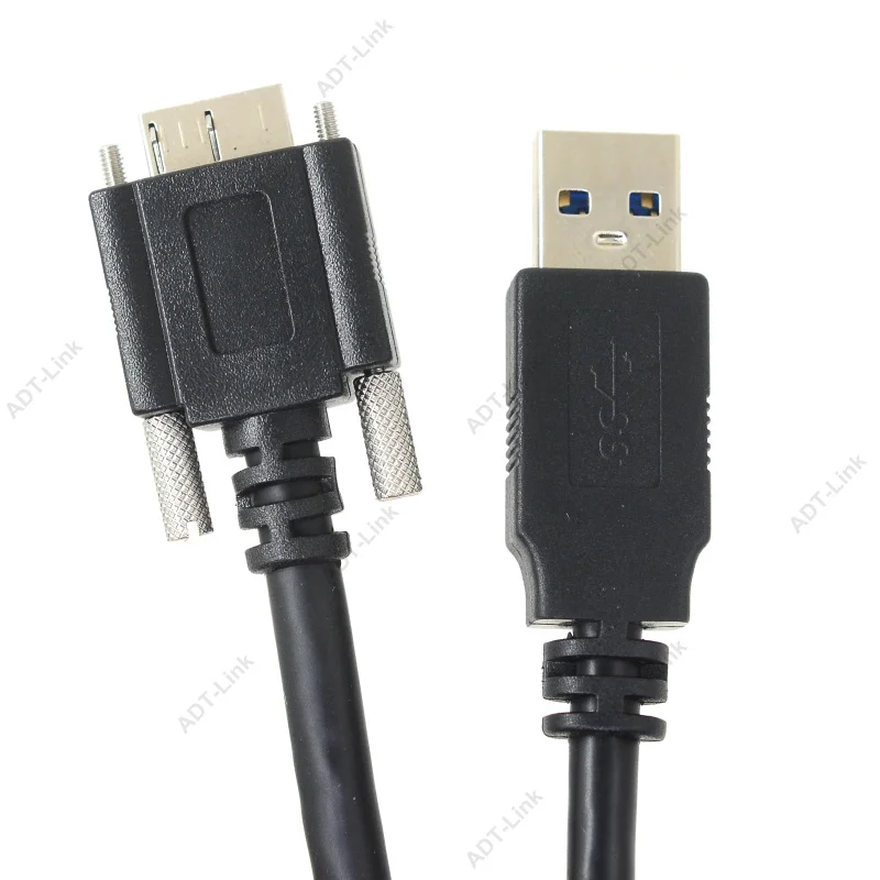 USB Micro B кабель с фиксирующие винты 1 м 3 м 5 м USB 3,0 Micro-B промышленные кабели камеры связь черный