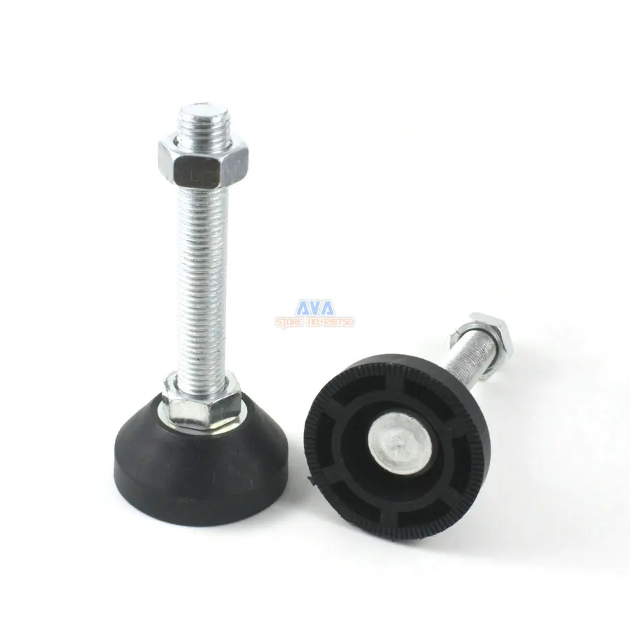 4 Piece Adjustable Lathe Leg Furniture Leveling Feet Pad 60mm Base M16 x 100mmin Casters from