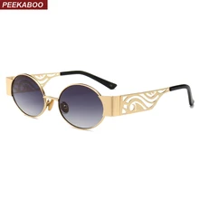 Peekaboo полый металлический каркас Солнцезащитные очки женские Овальные унисекс Мужские Круглые Солнцезащитные очки стимпанк uv400 золотой черный красный