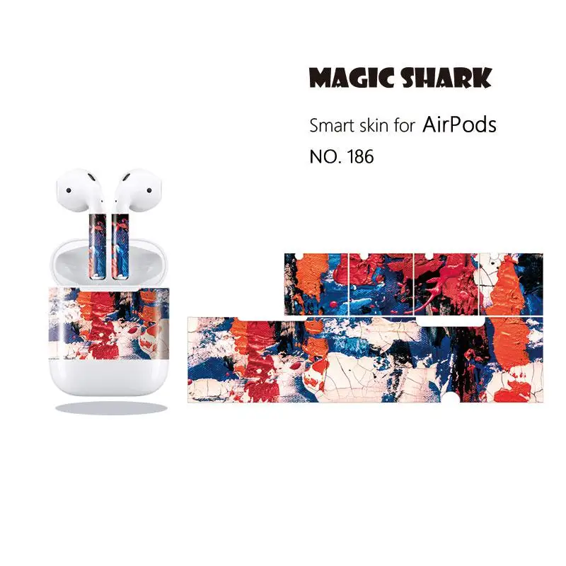 

Magic Shark Painting Colorful High Quality Sticker PVC Film Case Cover for Airpods 186-195