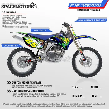 

MotoSpace Customized Team Graphics Backgrounds Decals 3M Stickers For YAMAHA YZF250 YZF450 06-09 WR250F 07-13 WR450F 07-11 138