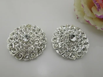 

(BT29 38mm)50 X Shiny Round Clear Shank Rhinestone Buttons
