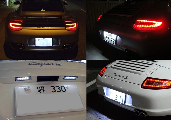 2 шт. Автомобильный светодиодный номерной знак для Porsche 911 Carrera 996 997 GT2 GT3 Cayenne 958 Boxster