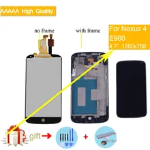 ORIGINAL For LG E960 Google Nexus 4 E960 LCD Touch Screen with Digitizer Assembly With Frame for lg e960 lcd Display Complete