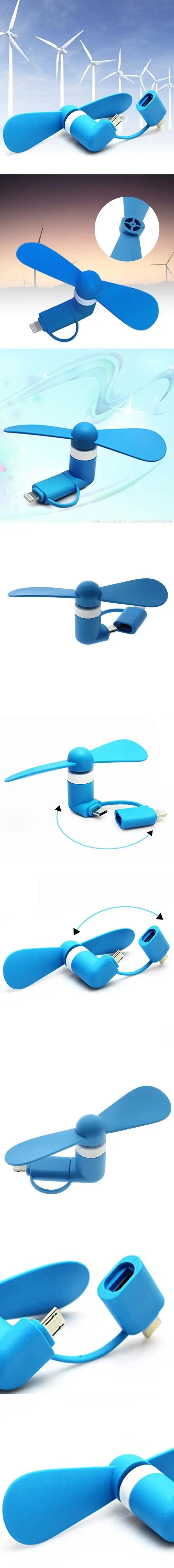 Портативный, цвета леденцов путешествия мини USB вентилятор для iPhone Android телефон синий APE