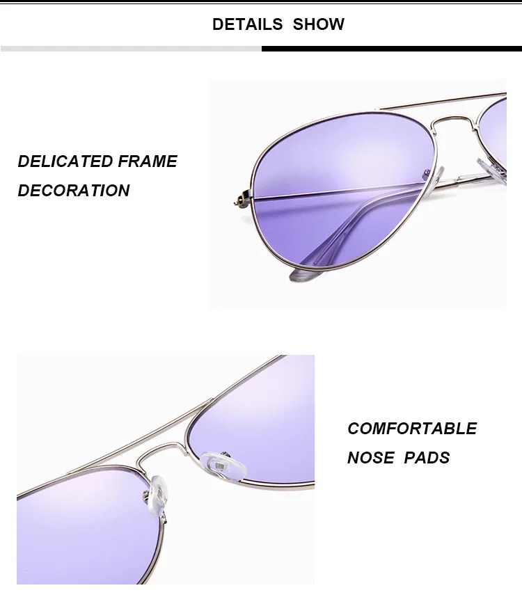 Модные металлические солнцезащитные очки пилота Женские Унисекс винтажные брендовые дизайнерские золотые оправы прозрачные розовые желтые океанские линзы путешествия
